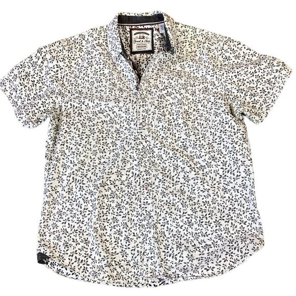 Thread & Cloth Men's Sz M Short Sleeve Button-Down Shirt Leaf Print 278i - Picture 1 of 6